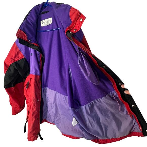 Vintage y2k Columbia Men's L Spell Out Ski Jacket Waterproof Coat Bright Purple - Picture 4 of 8
